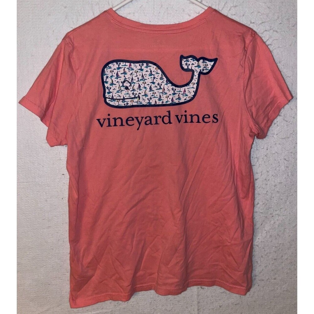 Vineyard Vines Sailing Beach Vacation T Shirt Womens L Pink Cruise Short Sleeve